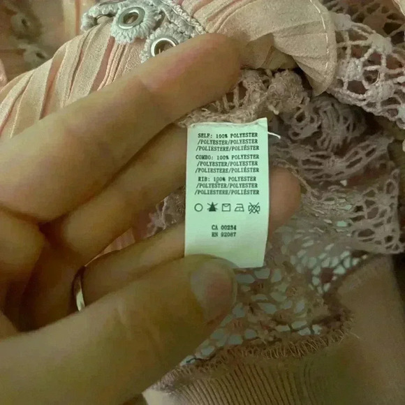 Allison Crochet Like Ruffle Pullover Top Size XS Blush Coquette Sheer Girlhood - Picture 10 of 13